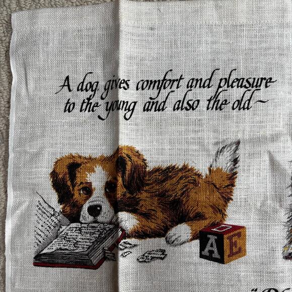 Kay Dee pure linen kitchen tea towel dog lovers love dogs puppies novelty print - Picture 2 of 9